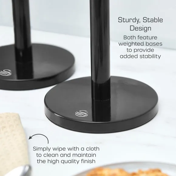 6-Cup Mug Tree and Towel Pole Set - Black, Iron