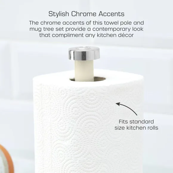 6-Cup Mug Tree and Towel Pole Set - Cream, Iron