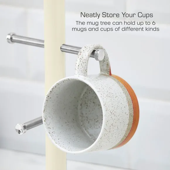 6-Cup Mug Tree and Towel Pole Set - Cream, Iron