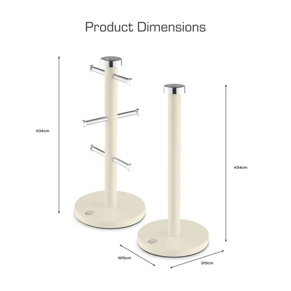 6-Cup Mug Tree and Towel Pole Set - Cream, Iron