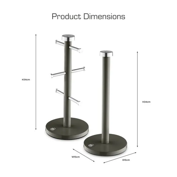 6-Cup Mug Tree and Towel Pole Set - Grey, Iron