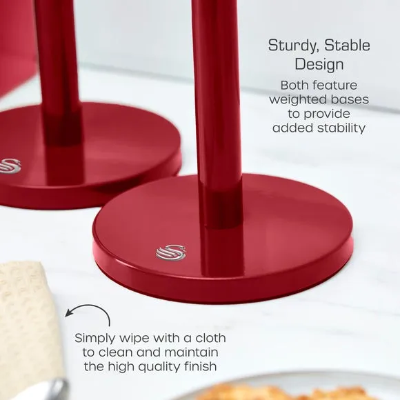 6-Cup Mug Tree and Towel Pole Set - Red, Iron