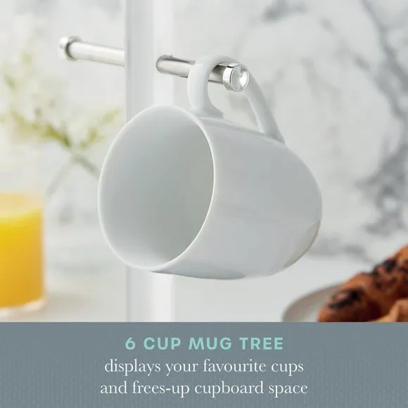 6-Cup Mug Tree and Towel Pole Set - White, Iron