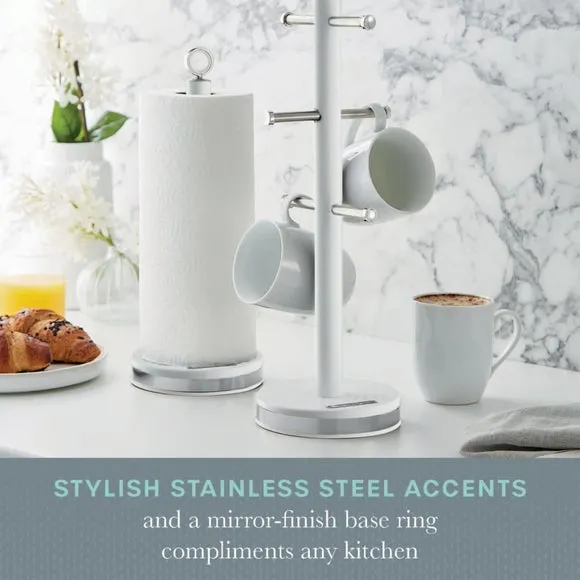6-Cup Mug Tree and Towel Pole Set - White, Iron