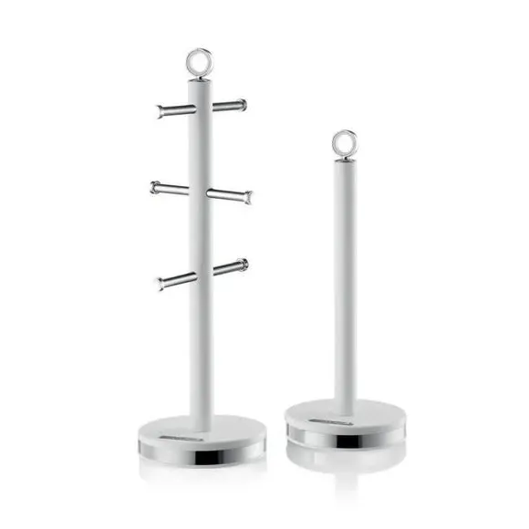6-Cup Mug Tree and Towel Pole Set - White, Iron