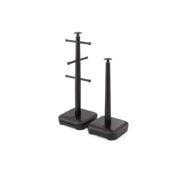 Kitchen Roll Holder & Mug Tree Set - Black image
