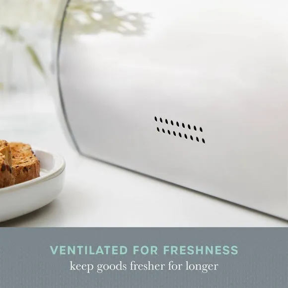 Roll Top Bread Bin with Mirror Finish - Black