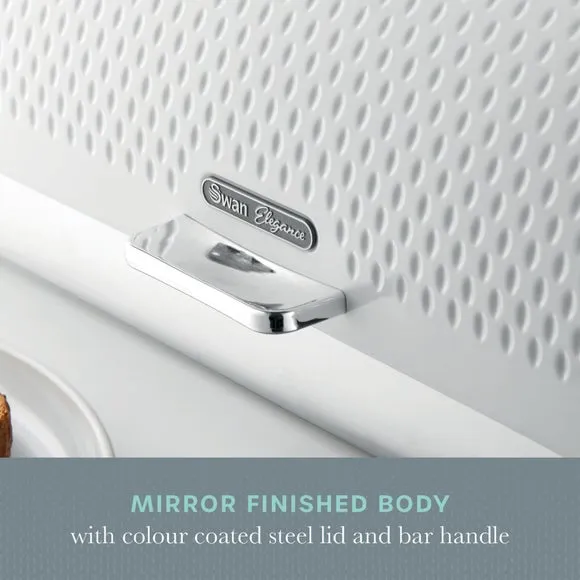 Roll Top Bread Bin with Mirror Finish - White