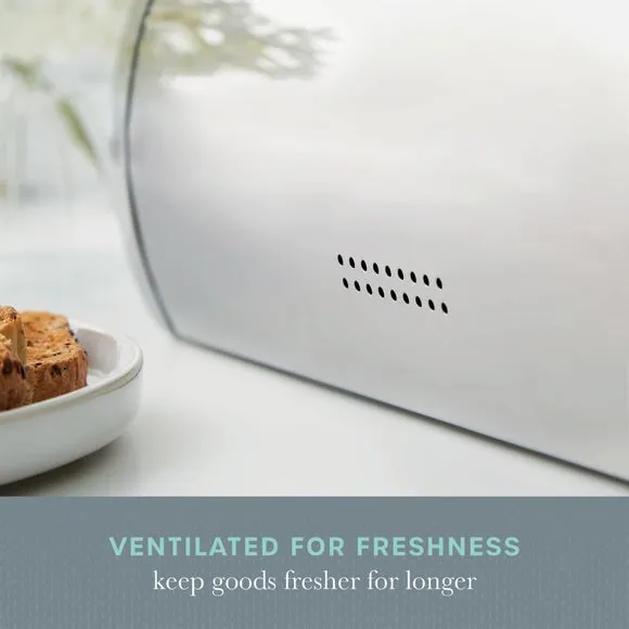 Roll Top Bread Bin with Mirror Finish - White