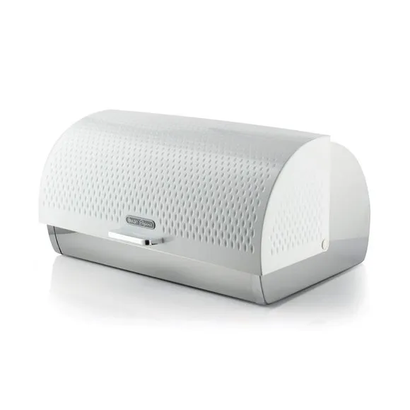 Roll Top Bread Bin with Mirror Finish - White