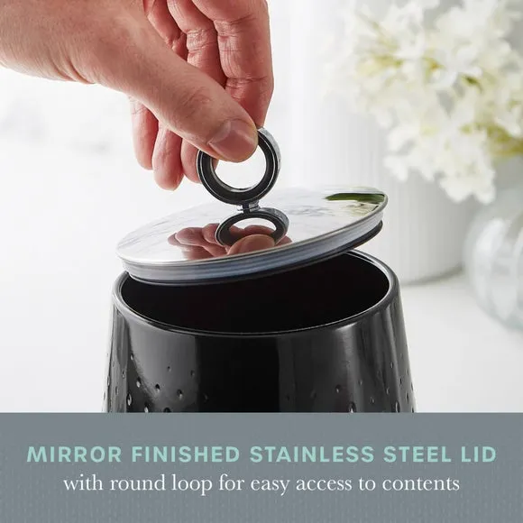 Set of 3 Kitchen Canisters - Black, Steel