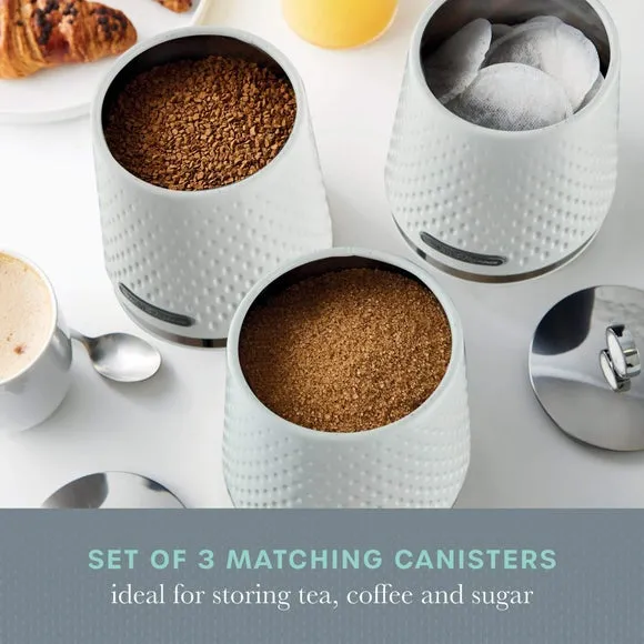 Set of 3 Kitchen Canisters - White, Steel