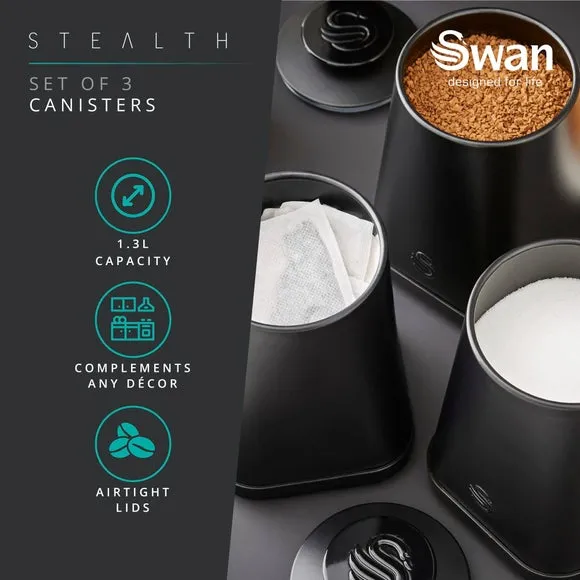 Set of 3 Storage Canisters - Black, Iron
