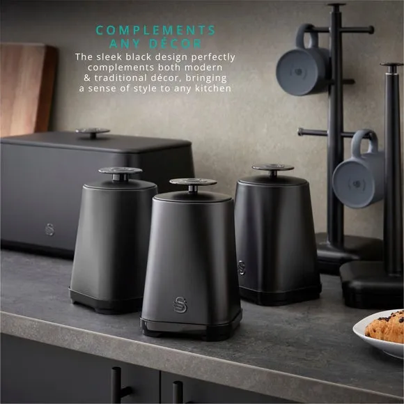 Set of 3 Storage Canisters - Black, Iron