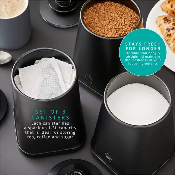 Set of 3 Storage Canisters - Black, Iron
