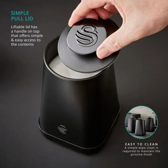 Set of 3 Storage Canisters - Black, Iron