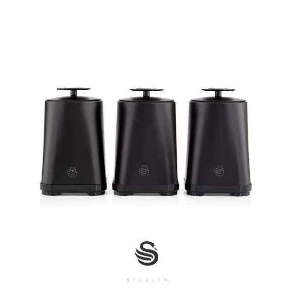 Set of 3 Storage Canisters - Black, Iron