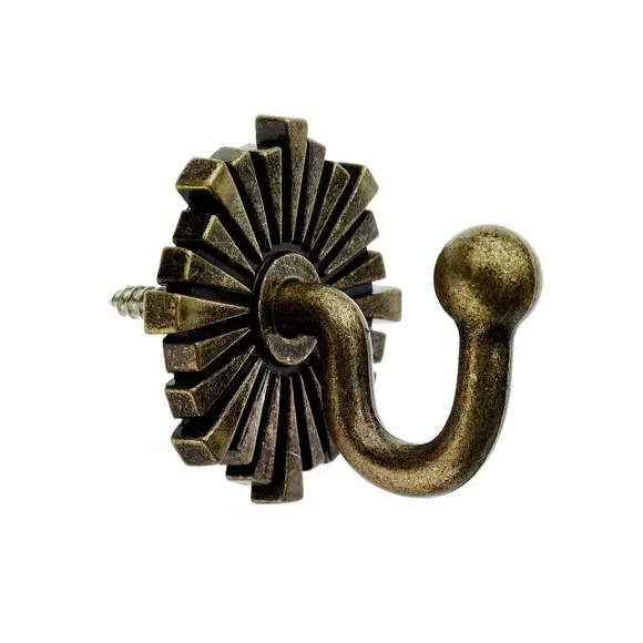 Art Deco Curtain Tieback Hooks - Antique Brass image