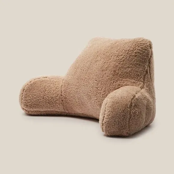 High Back Cuddle Cushion - Taupe, Teddy Fabric