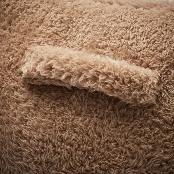 High Back Cuddle Cushion - Taupe, Teddy Fabric
