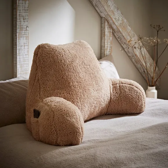 High Back Cuddle Cushion - Taupe, Teddy Fabric
