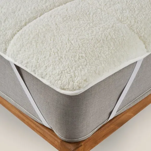 Reversible Mattress Topper - White, Teddy Fleece