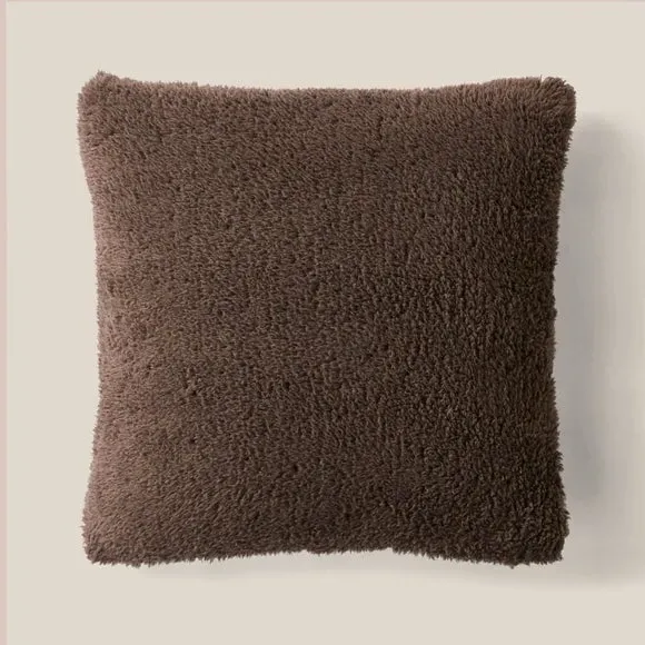 Teddy Bear Cushion - Brown, Textured Fabric