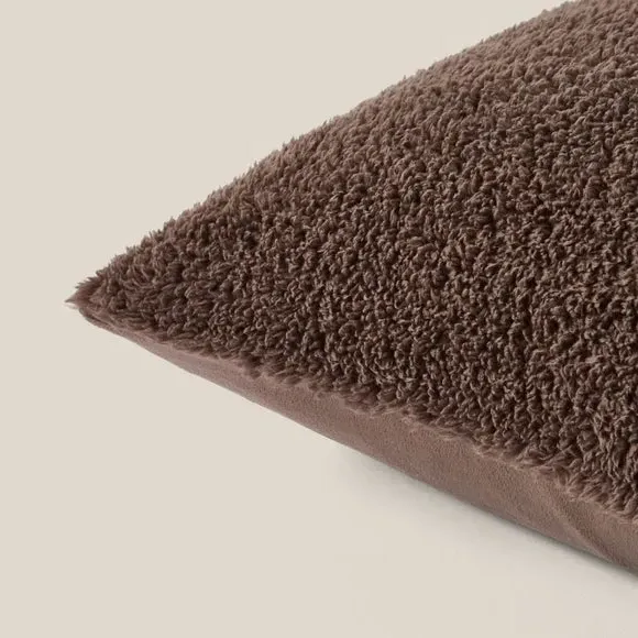 Teddy Bear Cushion - Brown, Textured Fabric