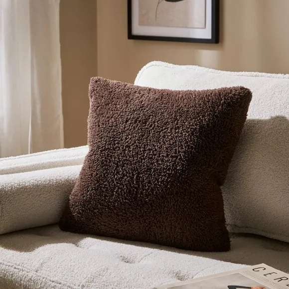 Teddy Bear Cushion - Brown, Textured Fabric