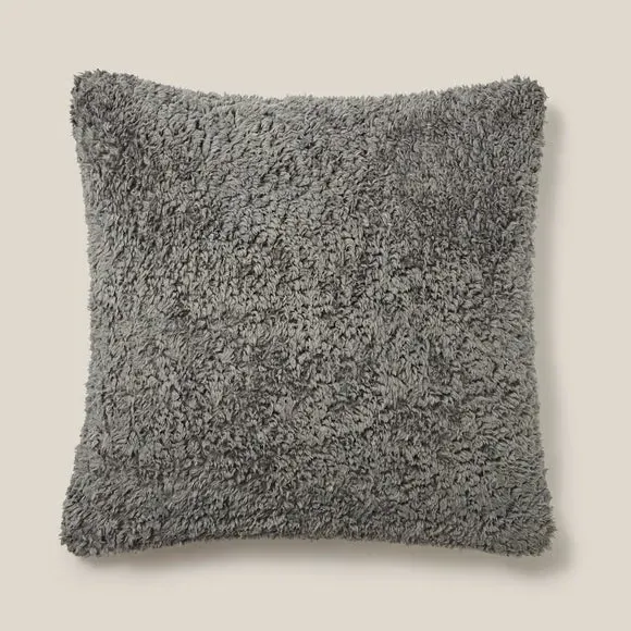 Teddy Bear Cushion - Charcoal, Textured Fabric