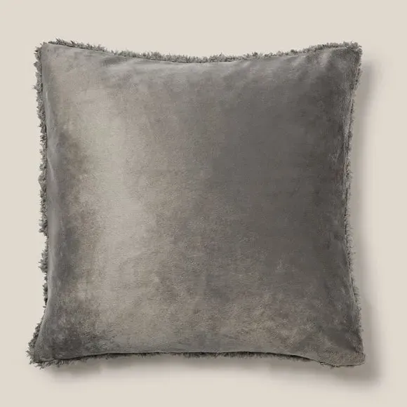 Teddy Bear Cushion - Charcoal, Textured Fabric