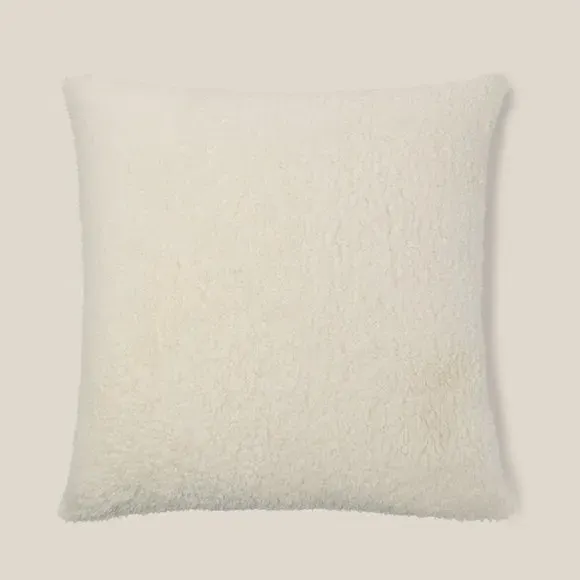 Teddy Bear Cushion - Cream, Textured Fabric