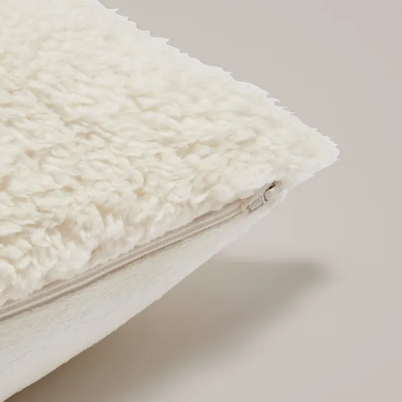 Teddy Bear Cushion - Cream, Textured Fabric