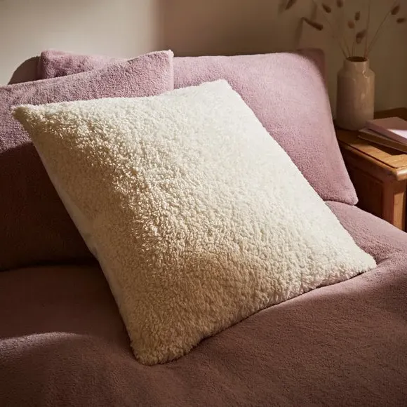 Teddy Bear Cushion - Cream, Textured Fabric