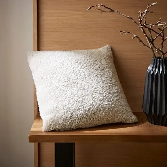 Teddy Bear Cushion - Grey, Textured Fabric