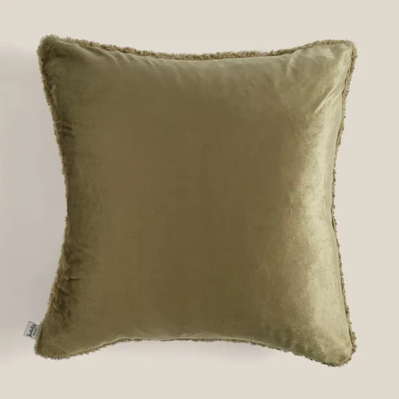 Teddy Bear Cushion - Olive, Textured Fabric