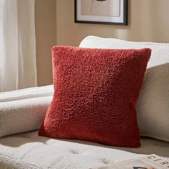Teddy Bear Cushion - Redwood, Textured Fabric