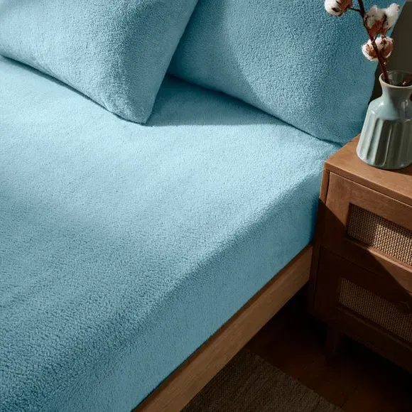 Teddy Fitted Sheet - Duck Egg, Polyester