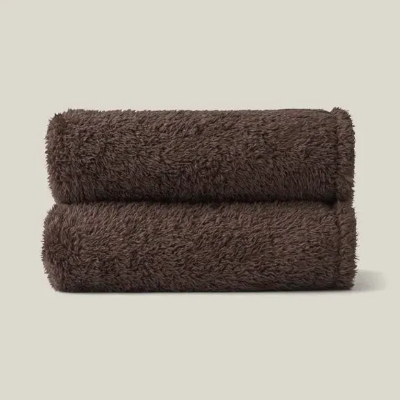 Throw Blanket with Shaggy Texture - Brown, Teddy