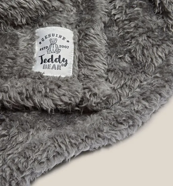 Throw Blanket with Shaggy Texture - Charcoal, Teddy