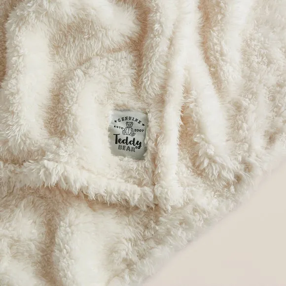 Throw Blanket with Shaggy Texture - Cream, Teddy