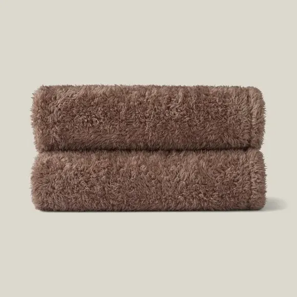 Throw Blanket with Shaggy Texture - Fawn, Teddy