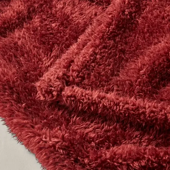Throw Blanket with Shaggy Texture - Redwood, Teddy