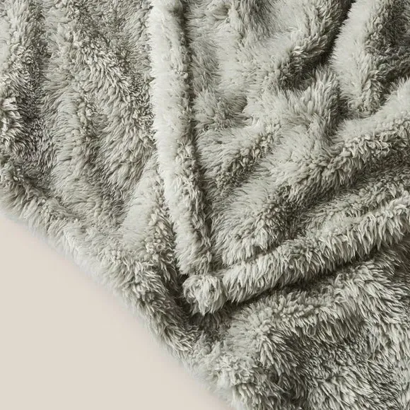 Throw Blanket with Shaggy Texture - Sage, Teddy