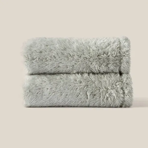 Throw Blanket with Shaggy Texture - Sage, Teddy
