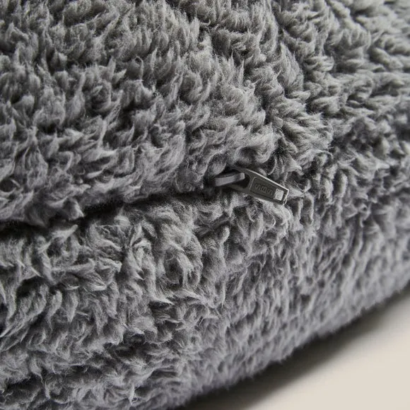 V-Shape Support Cushion - Charcoal, Teddy Fabric