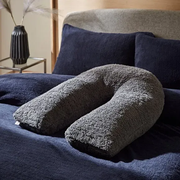 V-Shape Support Cushion - Charcoal, Teddy Fabric image