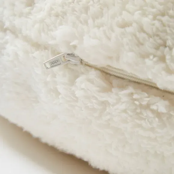 V-Shape Support Cushion - Cream, Teddy Fabric