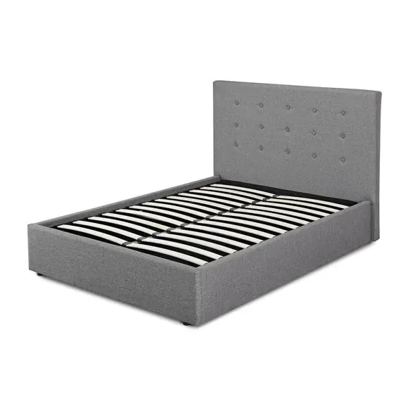 Ottoman Bed with Storage - Grey, Fabric
