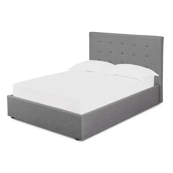Ottoman Bed with Storage - Grey, Fabric
